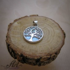 Сребърен медальон с бял седеф "Дървото на живота" P-1127
